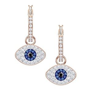 Swarovski evil eye dangle earrings, brand new, never worn
